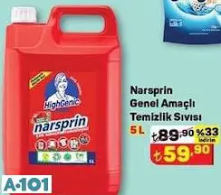 NARSPRİN GENEL AMAÇLI TEMİZLİK SIVISI 5 L NARSPRİN GENEL AMAÇLI TEMİZLİK SIVISI 5 L